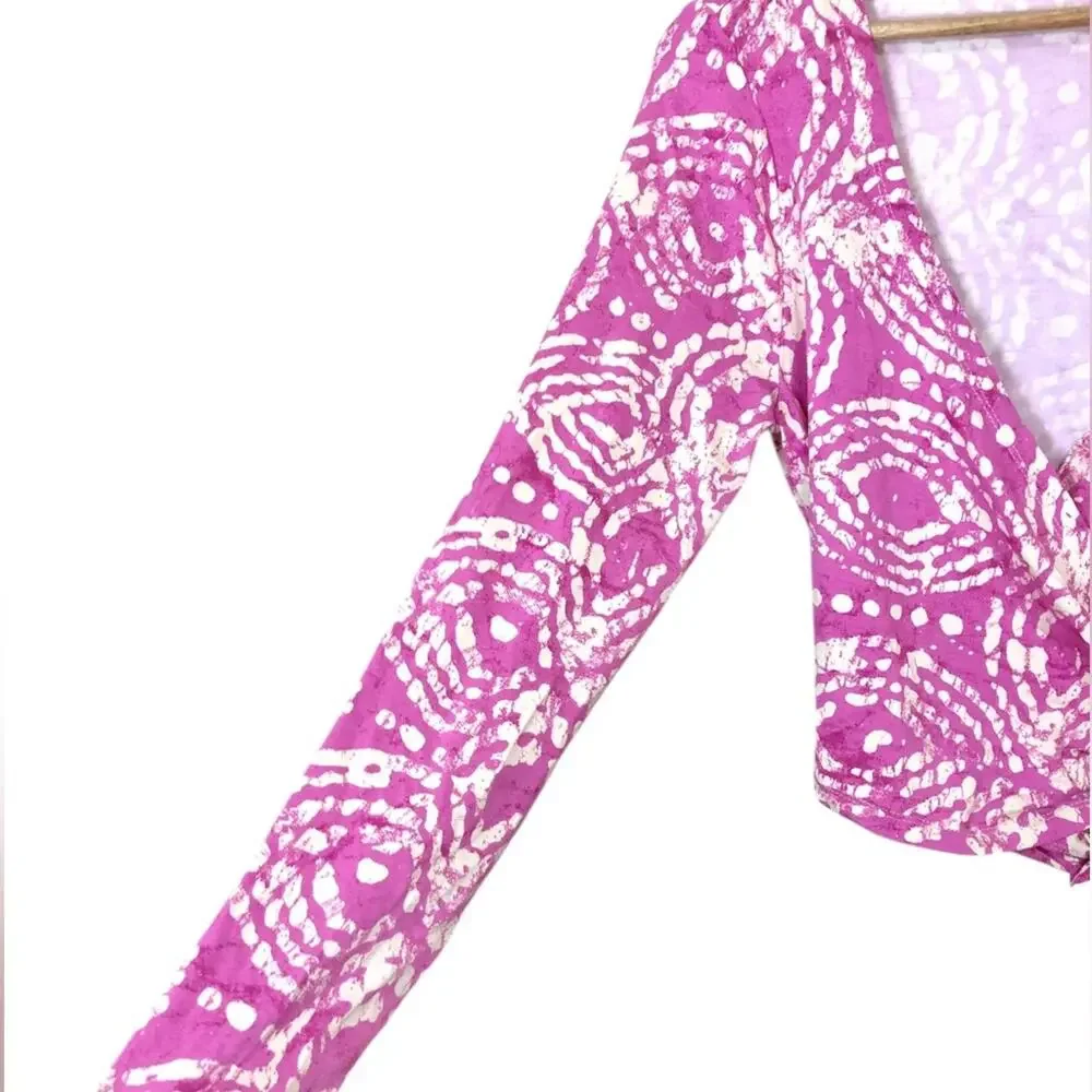 Antropologie Daily Practice Cropped Wrap Pink Knit Top Size Medium